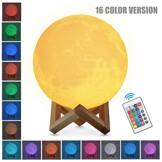 3D Moon Lamp Rechargeable LED Touch Night Light