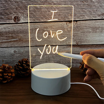 LED Acrylic Erasable Message Board Night Light USB
