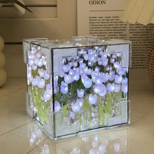 Tulip Mirror Cube Night Light  DIY Handmade Gift Lamp