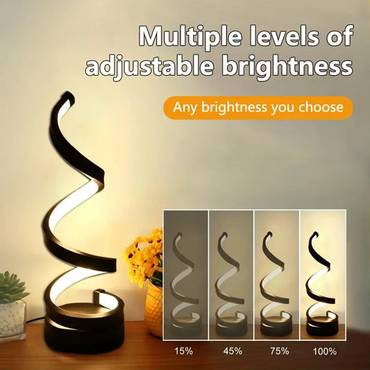 Spiral LED Night Light USB Color Dimmable Bedside & Desk Lamp