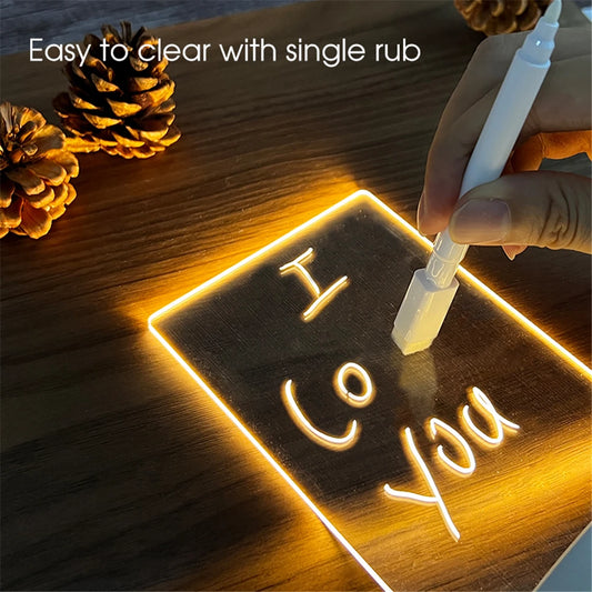 LED Acrylic Erasable Message Board Night Light USB