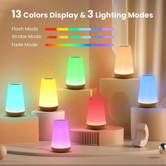 RGB Rechargeable Night Light 13 Colors Touch & Remote Control